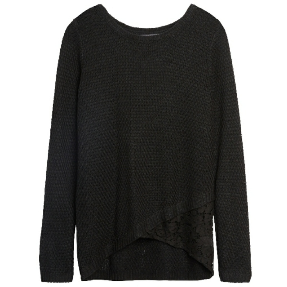 Darla Lace Asymmetric Hem Sweater